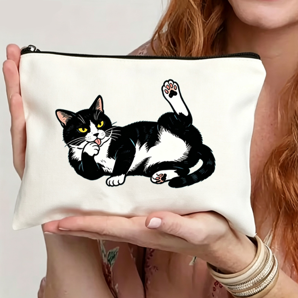 Skincare B Erl - Cute Cat Print Makeup Bag, Travel