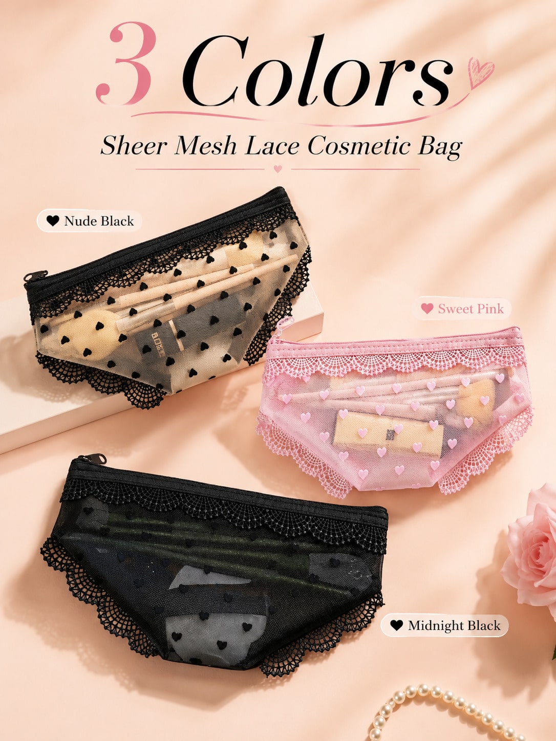 Skincare B Erl - Lace sexy transparent makeup bag, portable