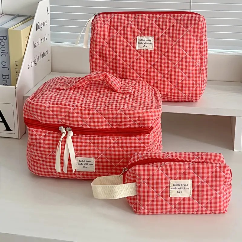 Women Large Capacity Checkered - Skincare B Erl ulasan dan harga