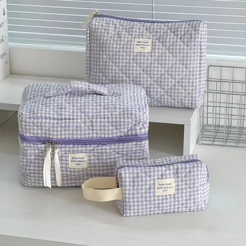Women Large Capacity Checkered - Skincare B Erl ulasan dan harga